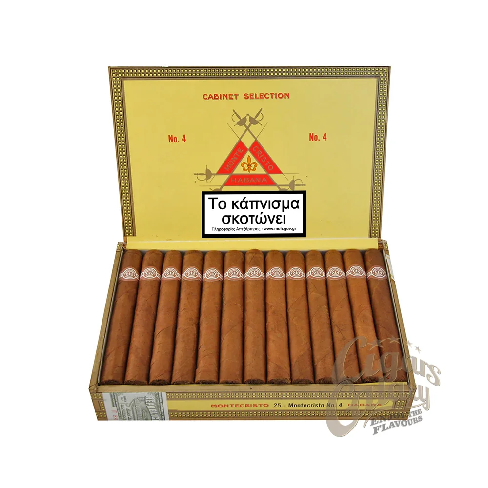Το Montecristo No4 είναι ένα καλοφτιαγμένο πούρο που αναδύει γεύσεις καφέ, κακάο και αποξηραμένων φρούτων αναμεμειγμένα με μέτριας έντασης καπνό.