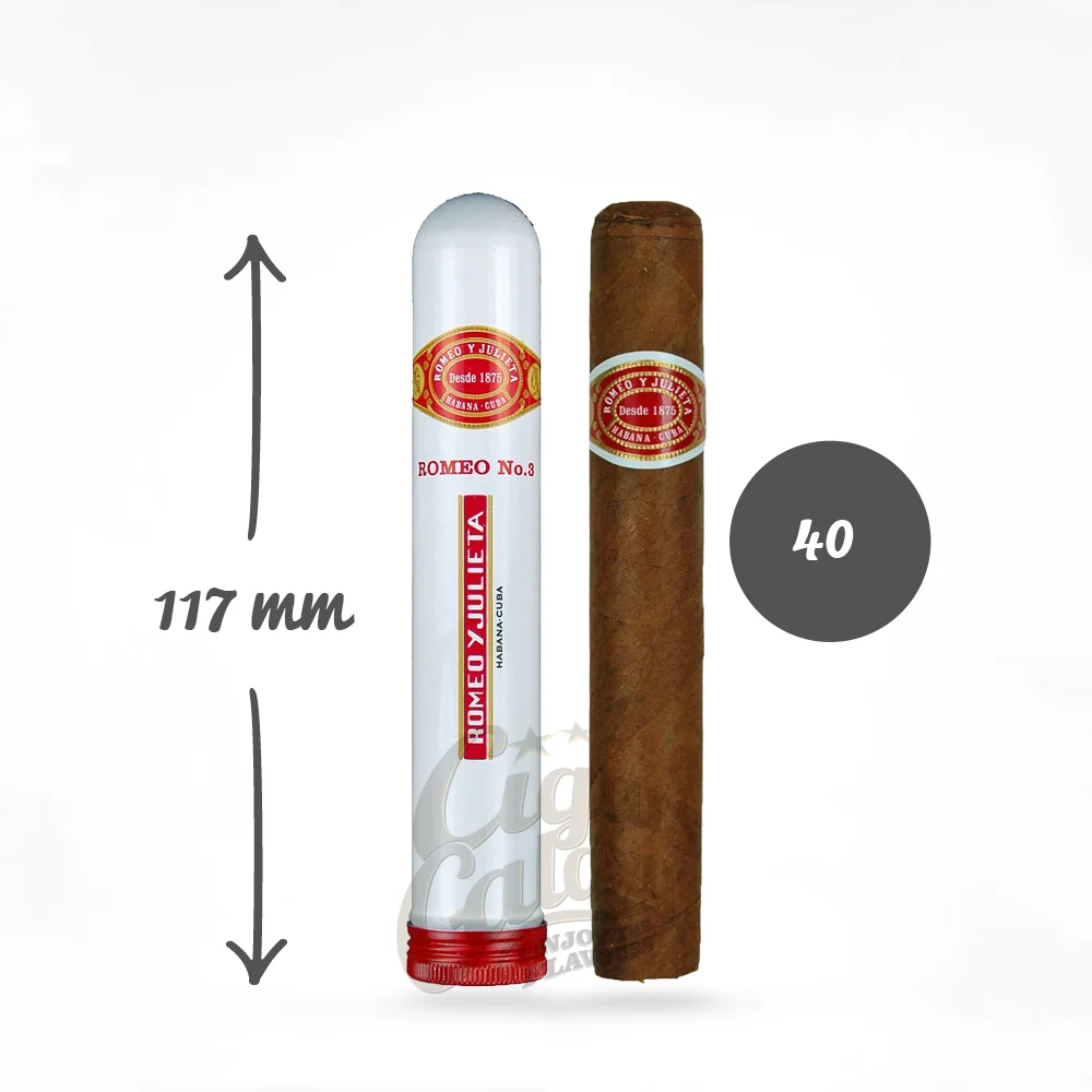 Romeo_Julieta_No3_Tubos_1 Το Romeo No3 είναι ένα μικρό πούρο σε σωληνάριο (tubos) και μπορείτε να το παίρνετε μαζί σας. Είναι το μικρότερο από τα πούρα της σειράς Romeo.