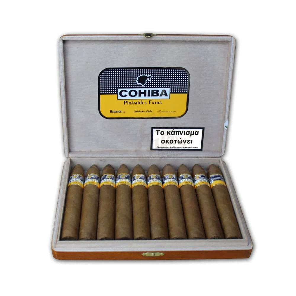 πούρα σε ξύλινο καφέ κουτί πούρων, COHIBA LINEA CLASSICA - Piramides Extra πούρο