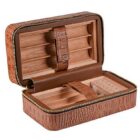 καφέ humidor ταξιδιού με δερμάτινη επένδυση