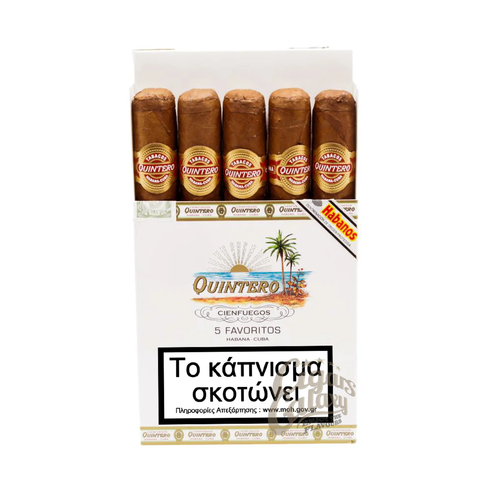 Το Favoritos έχει το μεγαλύτερο δαχτυλίδι (50) από τα πούρα της Quinteros. Προσφέρει όλη τη μαγεία του χειροποίητου Κουβανέζικου πούρου.
