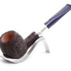 πίπα καπνού eleganza 207 brownblast της savinelli, καφέ, ξύλινη, ρουστίκ, με μπλε επιστόμιο