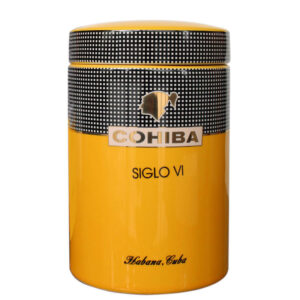 κεραμικό βάζο κίτρινο-μαύρο με σήμα cohiba siglo vi
