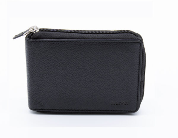 Black Leather Wallet (1-75410010), μαύρο δερμάτινο πορτοφόλι