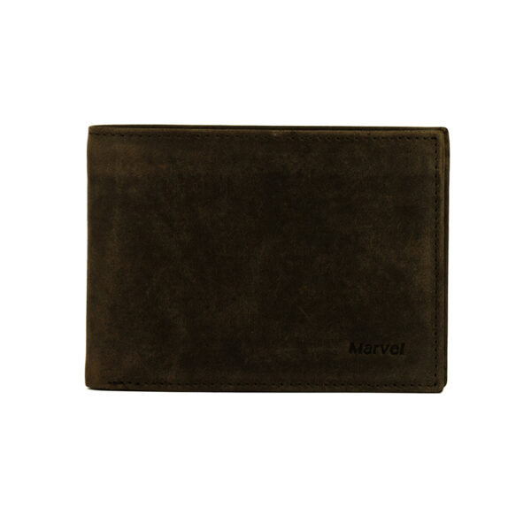Dark Brown Swede Leather Wallet (498004), καφέ δερμάτινο πορτοφόλι