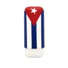 Leather Case Cuban Flag for 3 Cigars (4072), δερμάτινη πουροθήκη για 3 πούρα, με τη σημαία της Κούβας