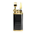 Pipeline Angled Candle Flame Pipe Lighter Black Gold (595BKGD) αναπτήρας για πίπα καπνού, μεταλλικός, μαύρο-χρυσό χρώμα, αναμμένος