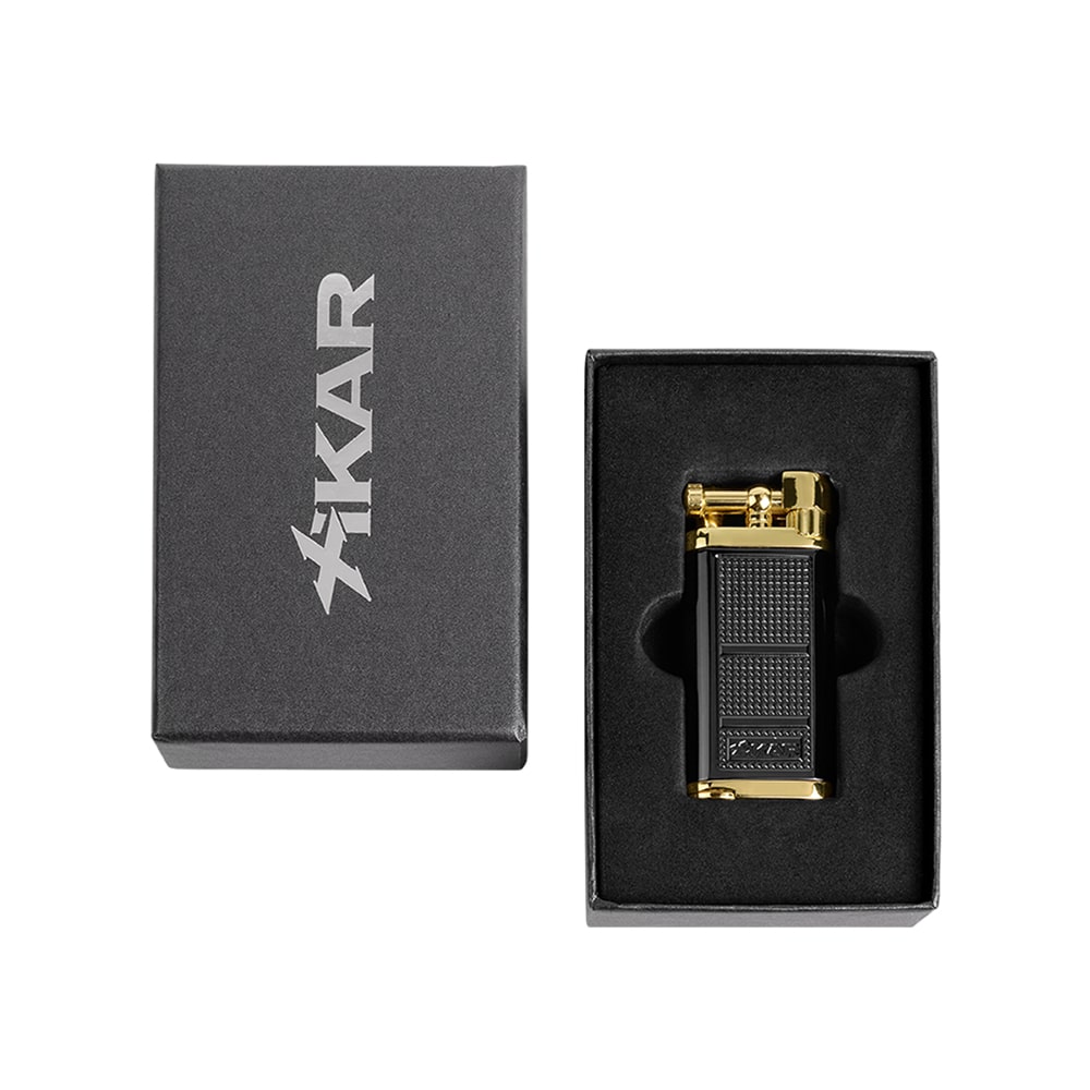 Pipeline Angled Candle Flame Pipe Lighter Black Gold (595BKGD) αναπτήρας για πίπα καπνού, μεταλλικός, μαύρο-χρυσό χρώμα