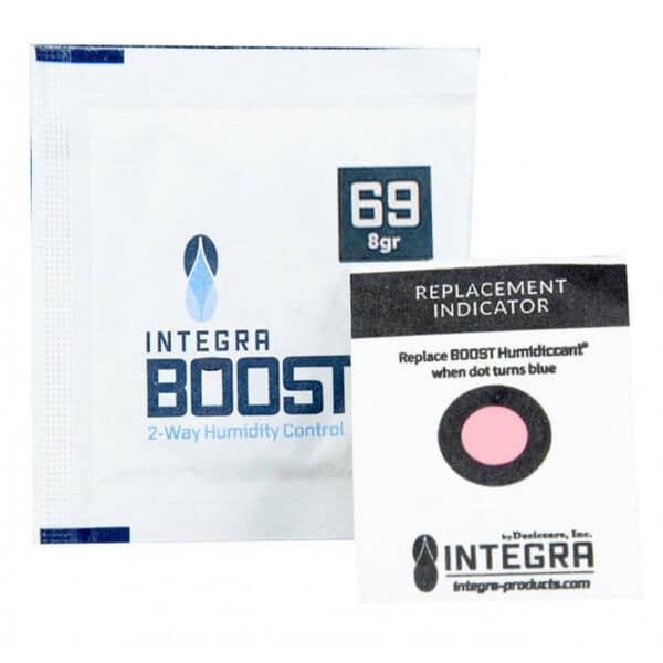 boost 69% 8gr humidifying packets, άσπρο φακελάκι σε διάφανο σακουλάκι