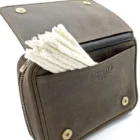 Peat Pipe Bag 2 δερμάτινη θήκη πίπας καπνού, με φερμουάρ, μαύρο χρώμα