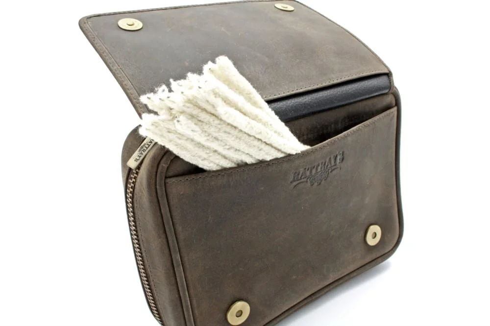 Peat Pipe Bag 2 δερμάτινη θήκη πίπας καπνού, με φερμουάρ, μαύρο χρώμα