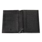 Δερμάτινο Πορτοφόλι Tri-Fold Black μαύρο χρώμα με φερμουάρ