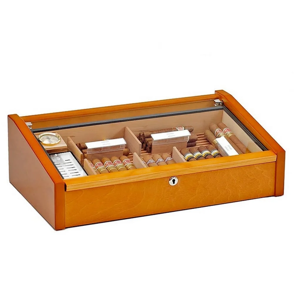 adorini_vega_deluxe_brown_1 Vega Deluxe Καφέ Υγραντήρας Humidor για 75 Πούρα Ξύλινος με κλειδαριά και τζάμι