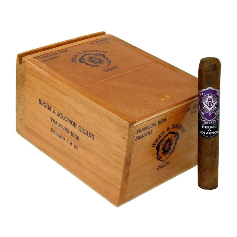 Traveling Man Sumatra Robusto πούρο ρομπούστο Νικαράγουας δίπλα στο ξύλινο κουτί του