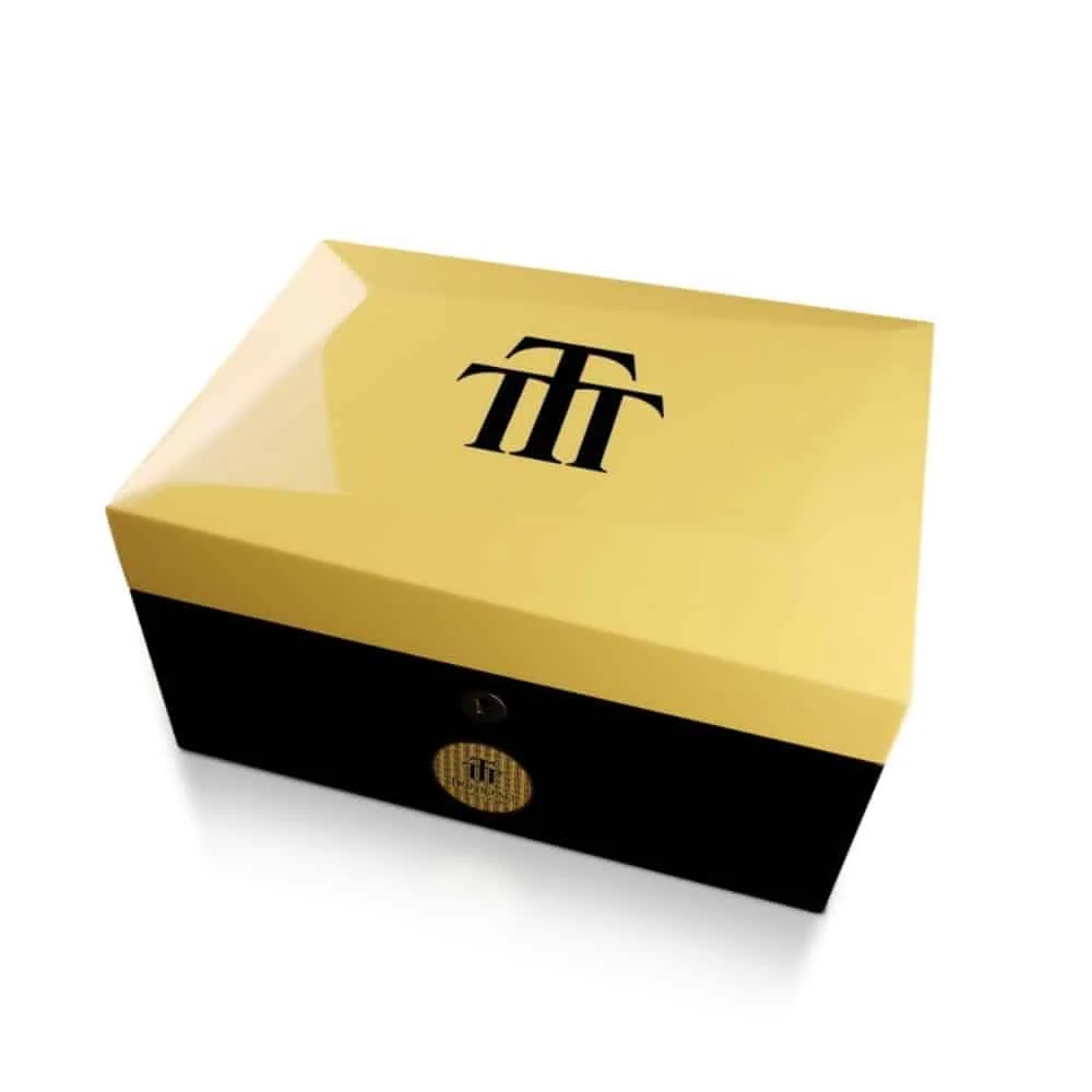 habanos trinidad humidor υγραντήρας πούρων trinidad humidor υγραντήρας πούρων για 75 πούρα χρώμα κίτρινο-μαύρο