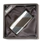 Chrome & Gunmetal Metallic Jet Flame Αναπτήρας αντιανεμικός επαναγεμιζόμενος βουτανίου μέσα στο κουτί του