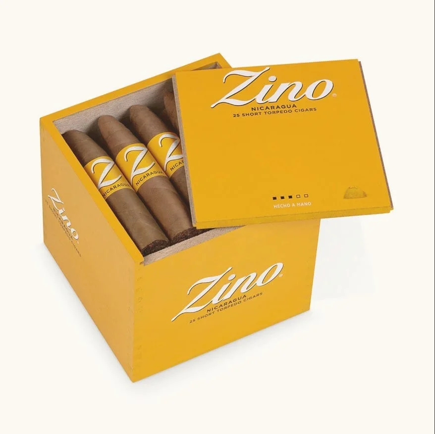 Zino Nicaragua Short Torpedo πούρο Νικαράγουας Δομινικανής Δημοκρατίας Ονδούρες πούρα μέσα στο κίτρινο κουτί τους