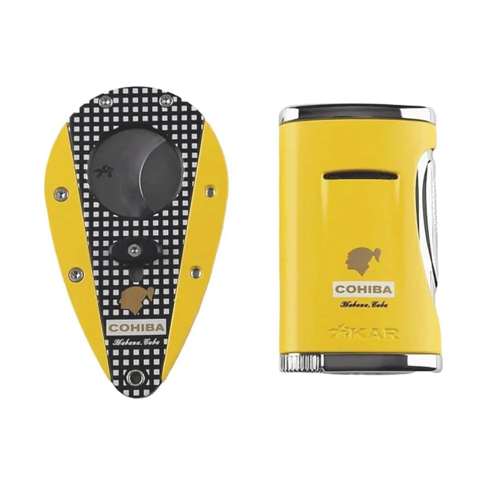 cohiba_xikar_set_1 HABANOS - Cohiba Xikar Σετ Αναπτήρας & Πουροκόπτης (IB021), κίτρινου χρώματος