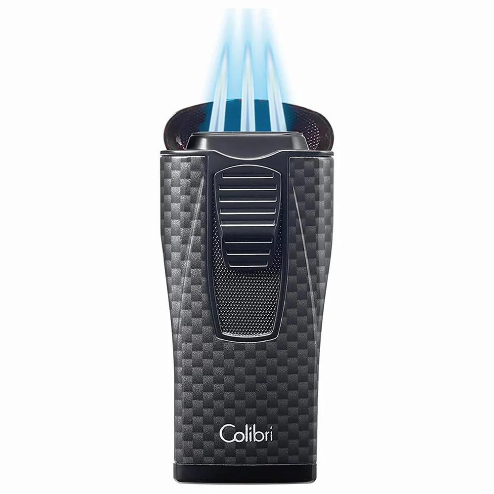 αναπτήρας colibri με 3 jet με μαύρο carbon σχέδιο