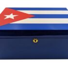 Ξύλινος Υγραντήρας humidor Cuban Flag σημαία Κούβας για 75 πούρα ξύλινος μπλε χρώμα