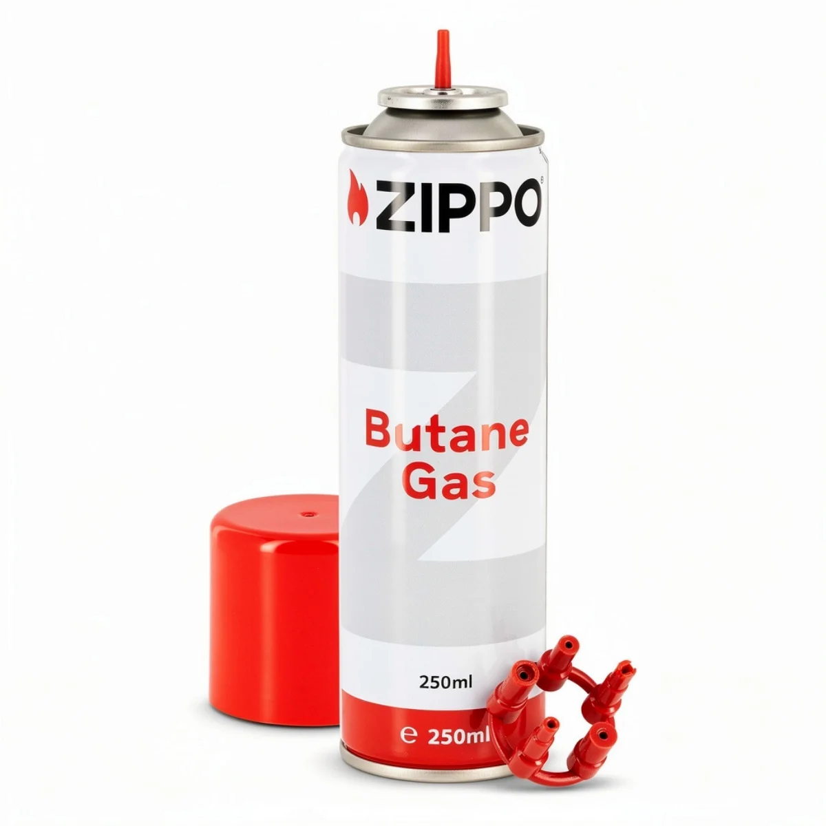 Υψηλής ποιότητας βουτάνιο της Zippo κατάλληλο για κάθε αναπτήρα, με διαφορετικά στόμια για να προσαρμόζεται σε όλους τους αναπτήρες.