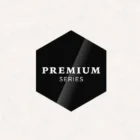 λογότυπο μαύρο γυαλιστερό που αναγράφει premium series