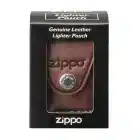 δερμάτινη θήκη αναπτήρα καφέ με λογότυπο zimmo επάνω κουτί