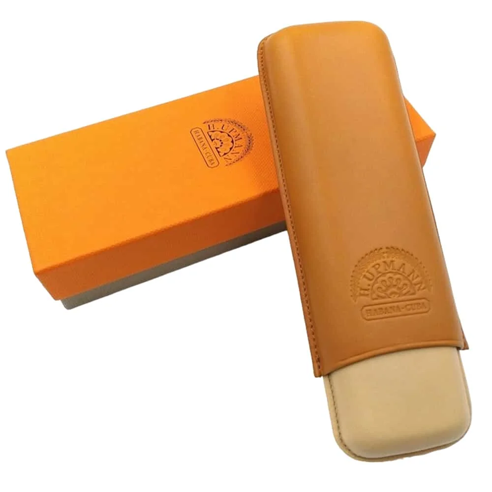 Upmann δερμάτινη πουροθήκη θήκη πούρων για 2 πούρα κίτρινη