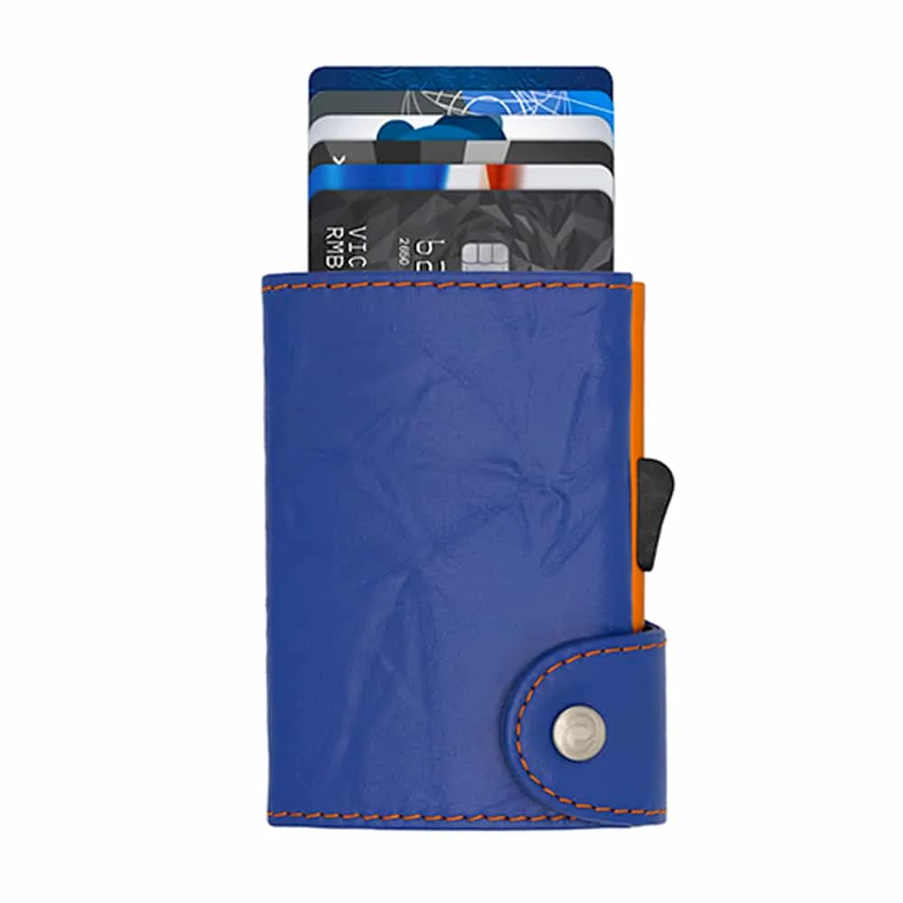 C-Secure denim πορτοφόλι C-Secure denim πορτοφόλι embossed μπλε χρώμα με προστασία τραπεζικές κάρτες