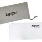 θήκη γυαλιών υφασμάτινη σε γκρι χρώμα με το λογότυπο Zippo επάνω
