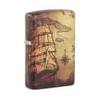 Pirate Ship Design Αναπτήρας με σχέδιο ναυτικό χάρτη πυξίδα πλοίο πειρατή κυνήγι θησαυρού επαναγεμιζόμενος βουτανίου