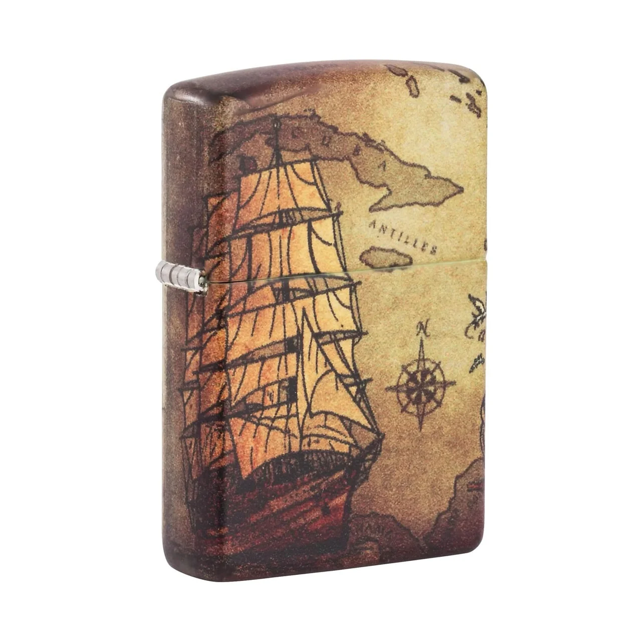 zippo pirate ship design 2 Pirate Ship Design Αναπτήρας με σχέδιο ναυτικό χάρτη πυξίδα πλοίο πειρατή κυνήγι θησαυρού επαναγεμιζόμενος βουτανίου