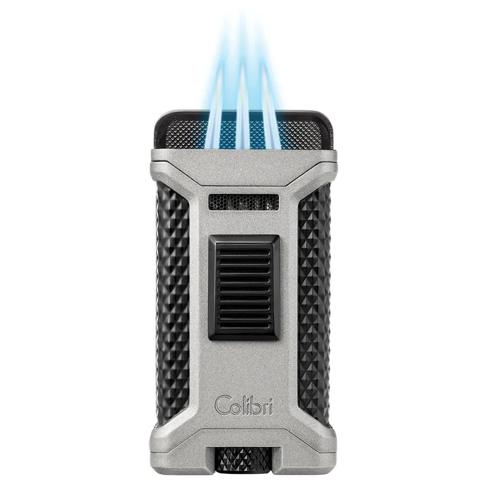COLIBRI - Αναπτήρας Ascari Triple Jet Punch Charcoal (LI250T3), γκρι, αντιανεμικός, αναμμένος