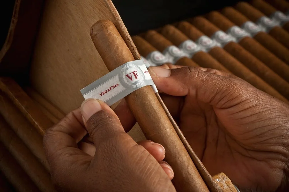 VEGAFINA - Classic Line Robusto, πούρο, πούρο, δύο χέρια που φτιάχνουν ένα πούρο
