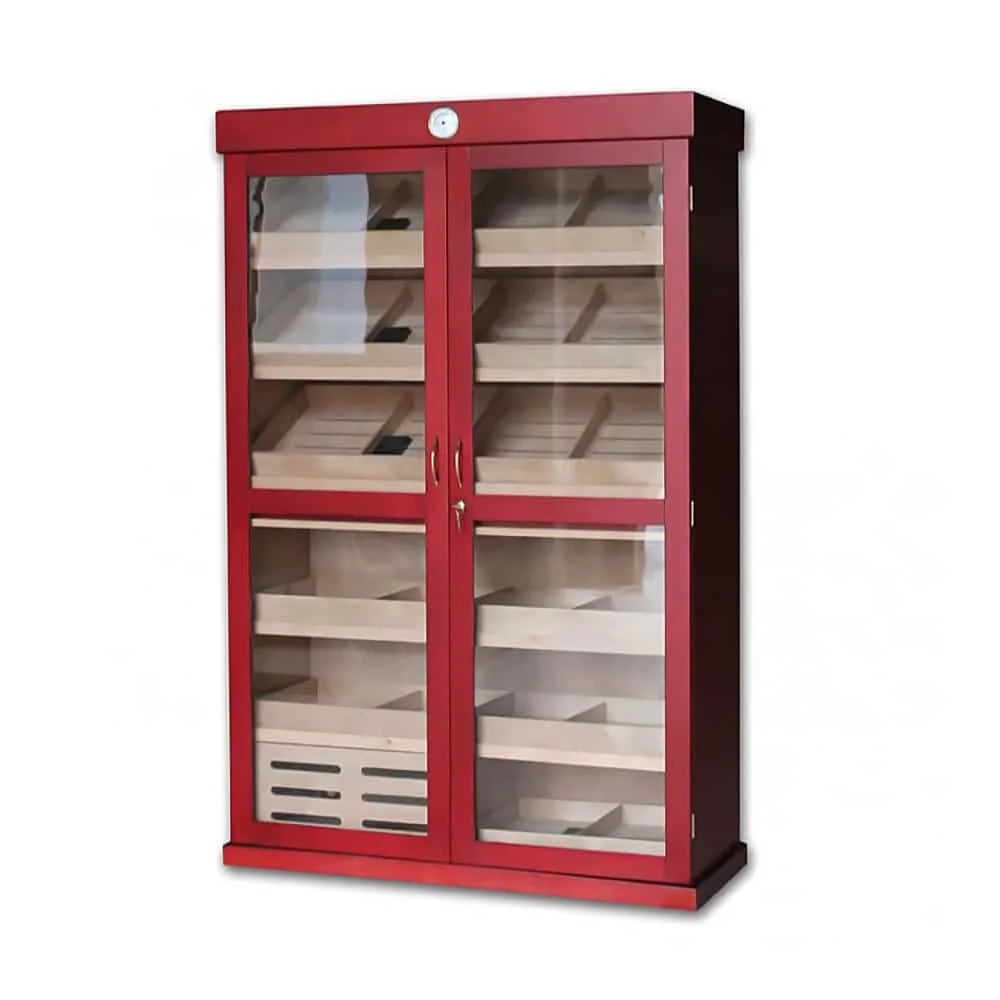 2005-wooden-cigar-humidor-cabinet 1 Cabinet Humidor - Cherry Υγραντήρας Cabinet δίφυλλη με γυάλινη πόρτα για 3000 Πούρα (2005), ξύλινος
