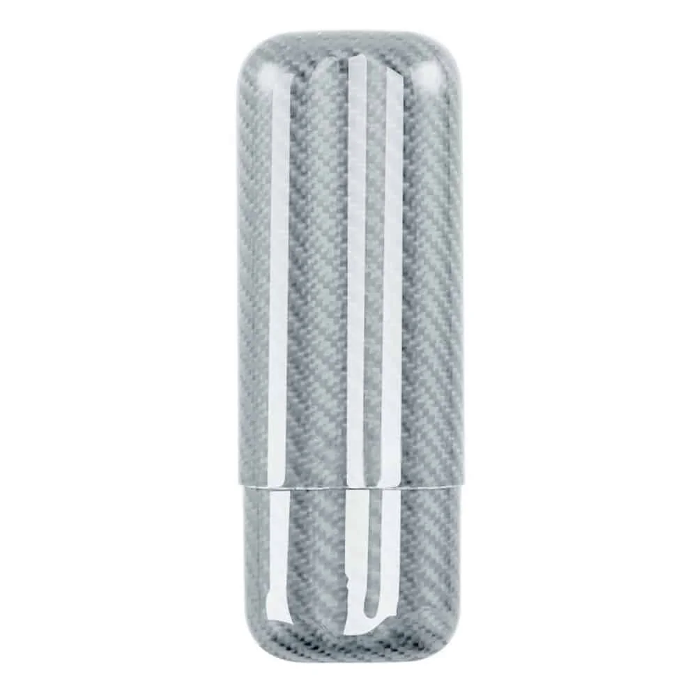 4036_silver_1 Carbon Fiber Ασημί Θήκη για 2 Πούρα (4036)