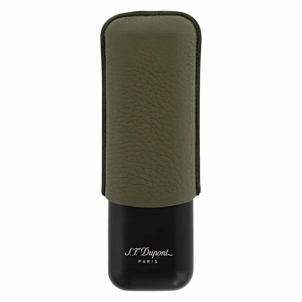 dupont_183249_1 S.T. DUPONT - Χακί Δερμάτινη Θήκη για 2 Πούρα (183249)