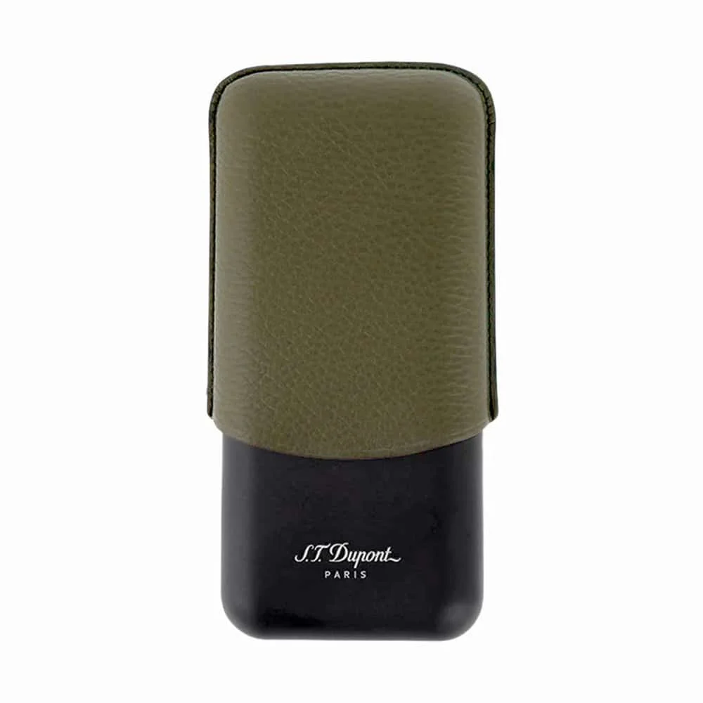 dupont_183349_1 S.T. DUPONT - Χακί Δερμάτινη Θήκη για 3 Πούρα (183349)