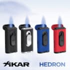 XIKAR - Αναπτήρας Hedron All Black Αναπτήρας (XKHD-1000), μαύρος, αντιανεμικός, τέσσερις αναπτήρες αναμμένοι