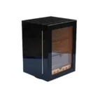 Ξύλινος Υγραντήρας / Humidor Μαύρος για 60 πούρα Περιστρεφόμενος με 3 συρτάρια (1681-BL), με τζάμι