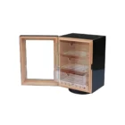 Ξύλινος Υγραντήρας / Humidor Μαύρος για 60 πούρα Περιστρεφόμενος με 3 συρτάρια (1681-BL), με τζάμι