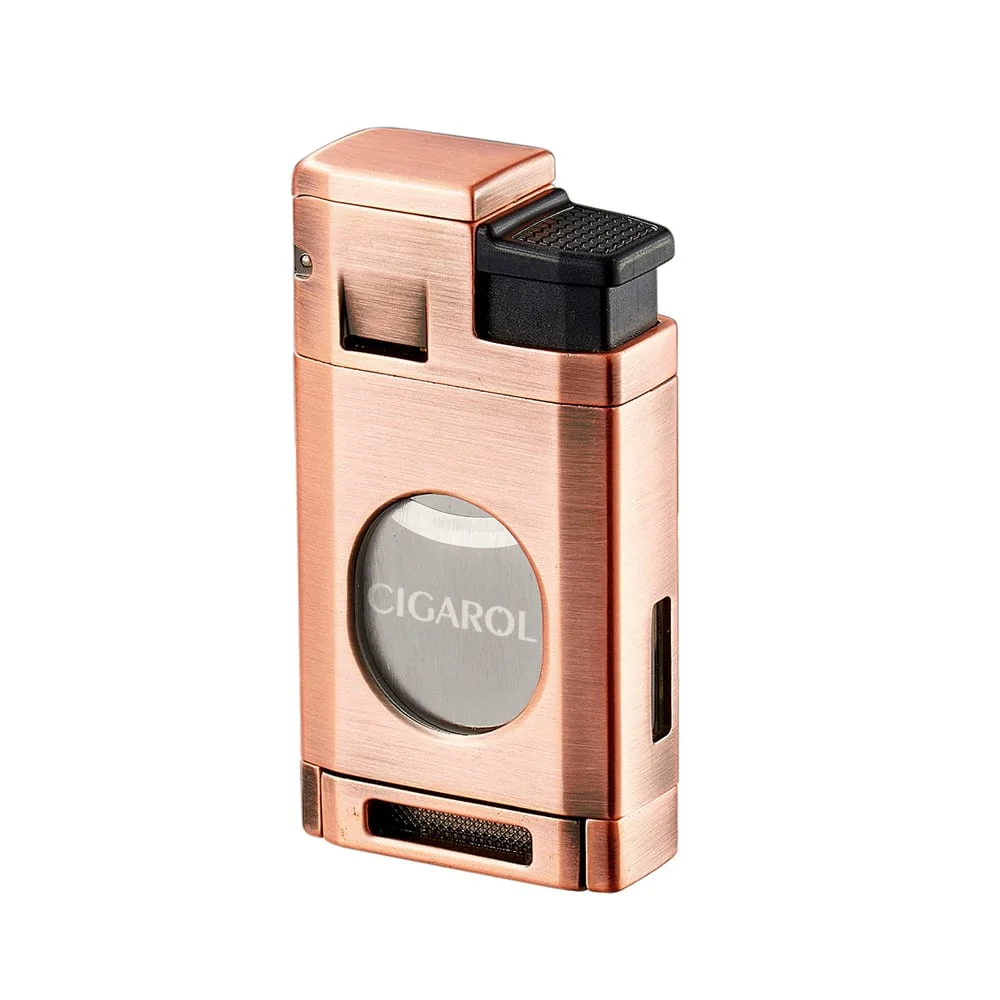 cigarol_310056_1 CIGAROL – Τριπλός Jet Αναπτήρας Μπρονζέ με Γκιλοτίνα (310056)