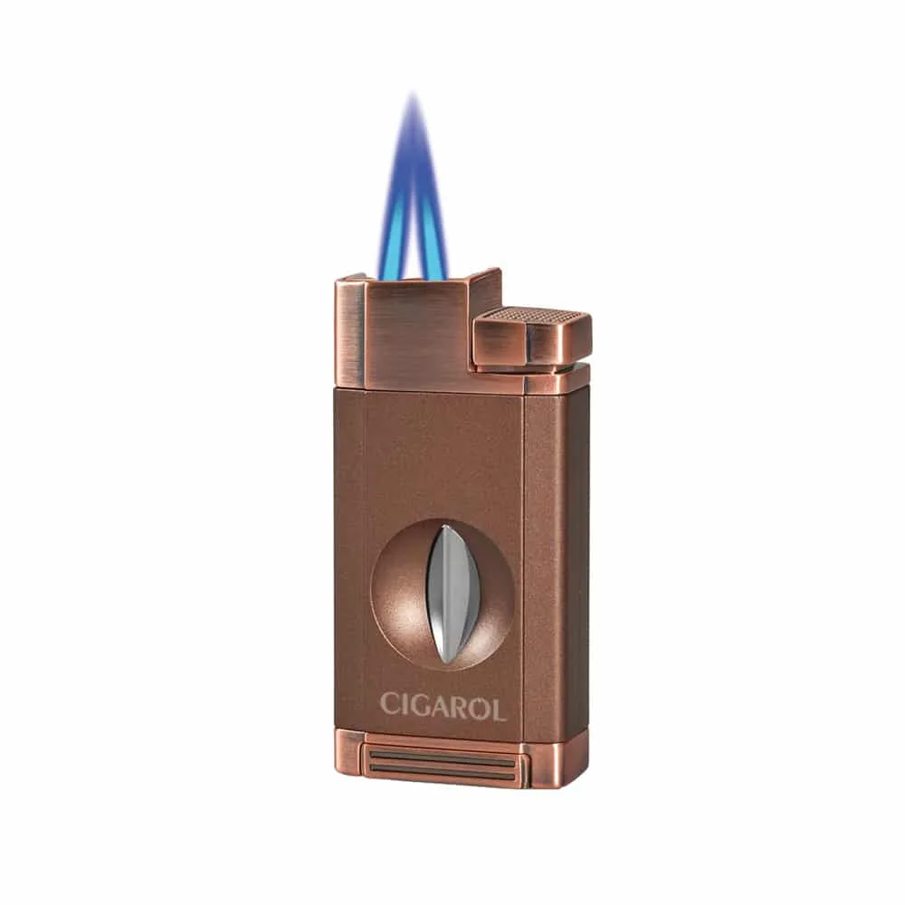 CIGAROL – Διπλός Jet Αναπτήρας Μπρονζέ με Κόφτη V-Cut (310081)