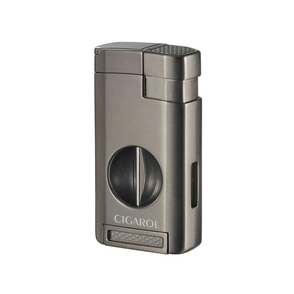 cigarol_310090_1 CIGAROL – Τριπλός Jet Αναπτήρας Gunmetal με Κόφτη V-Cut (310090)