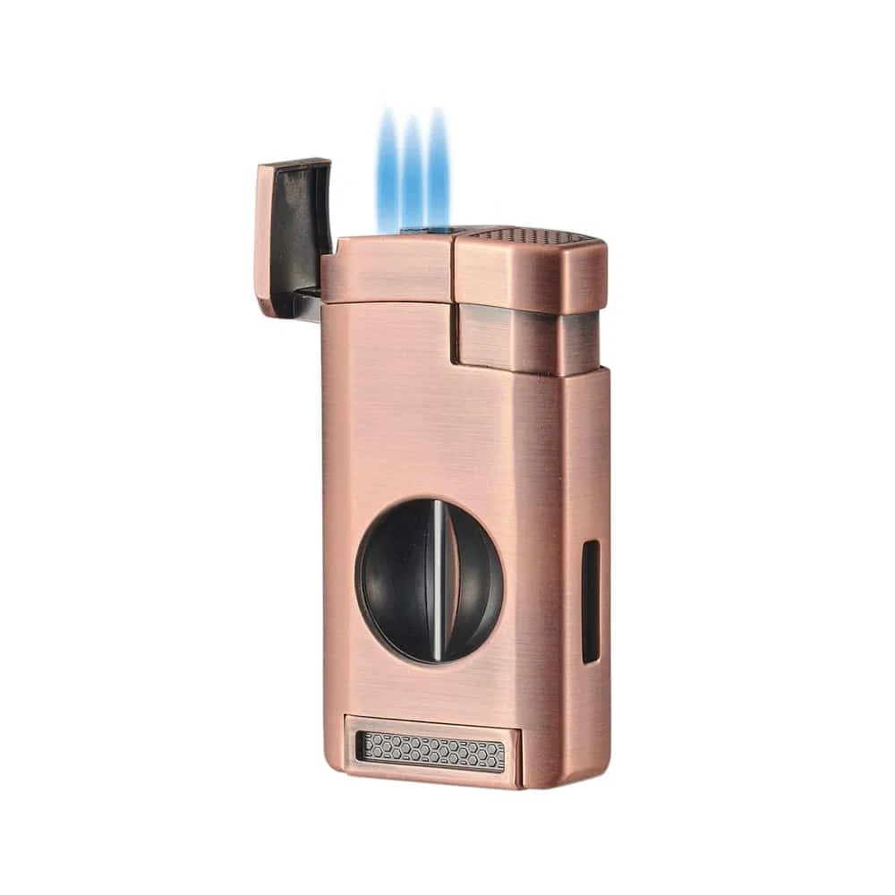CIGAROL – Τριπλός Jet Αναπτήρας Μπρονζέ με Κόφτη V-Cut (310092)