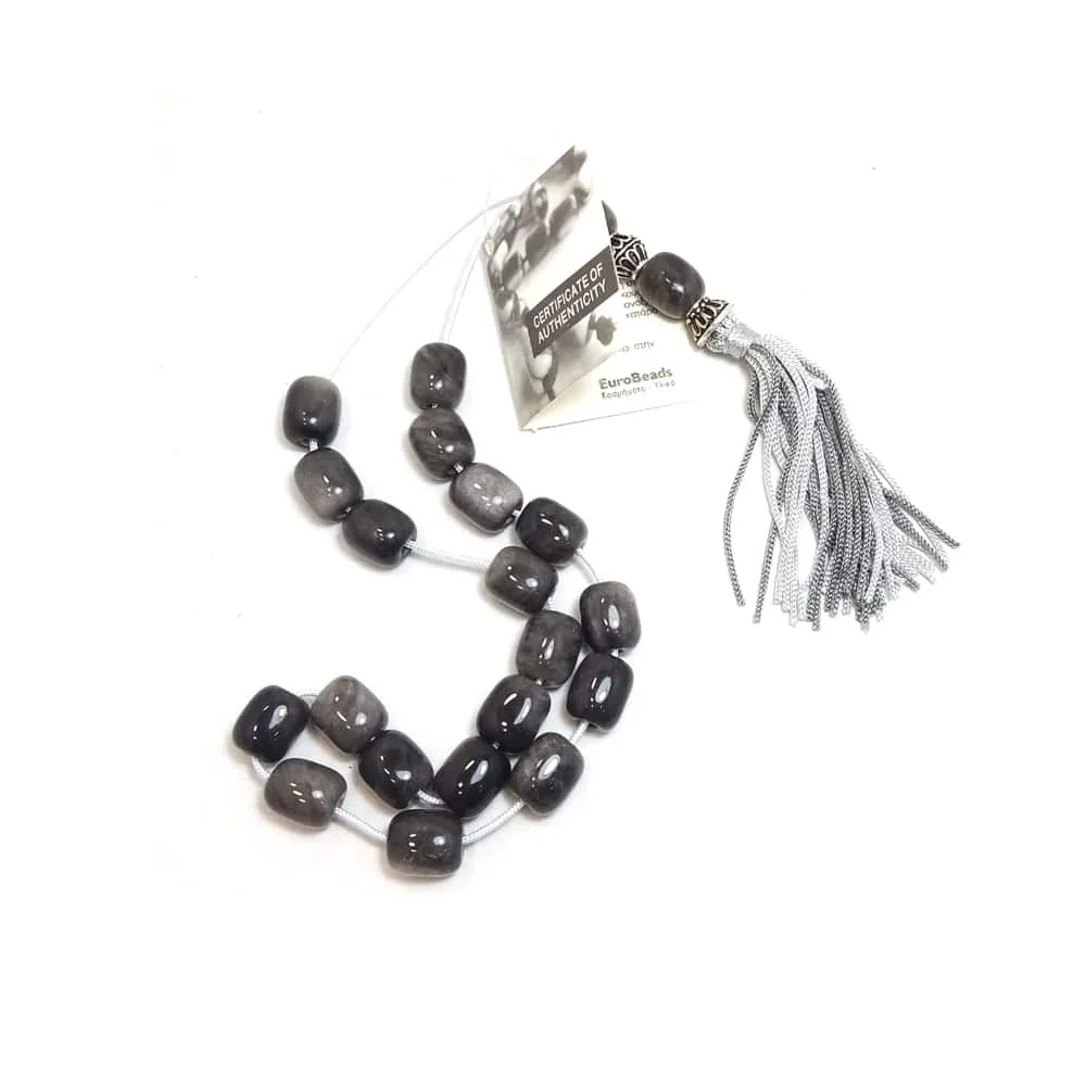 kompoloi obsidian grey Κομπολόι από Γκρι Οψιδιανό