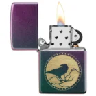 ZIPPO - Raven Design Αναπτήρας (1057), μωβ, αναμμένος
