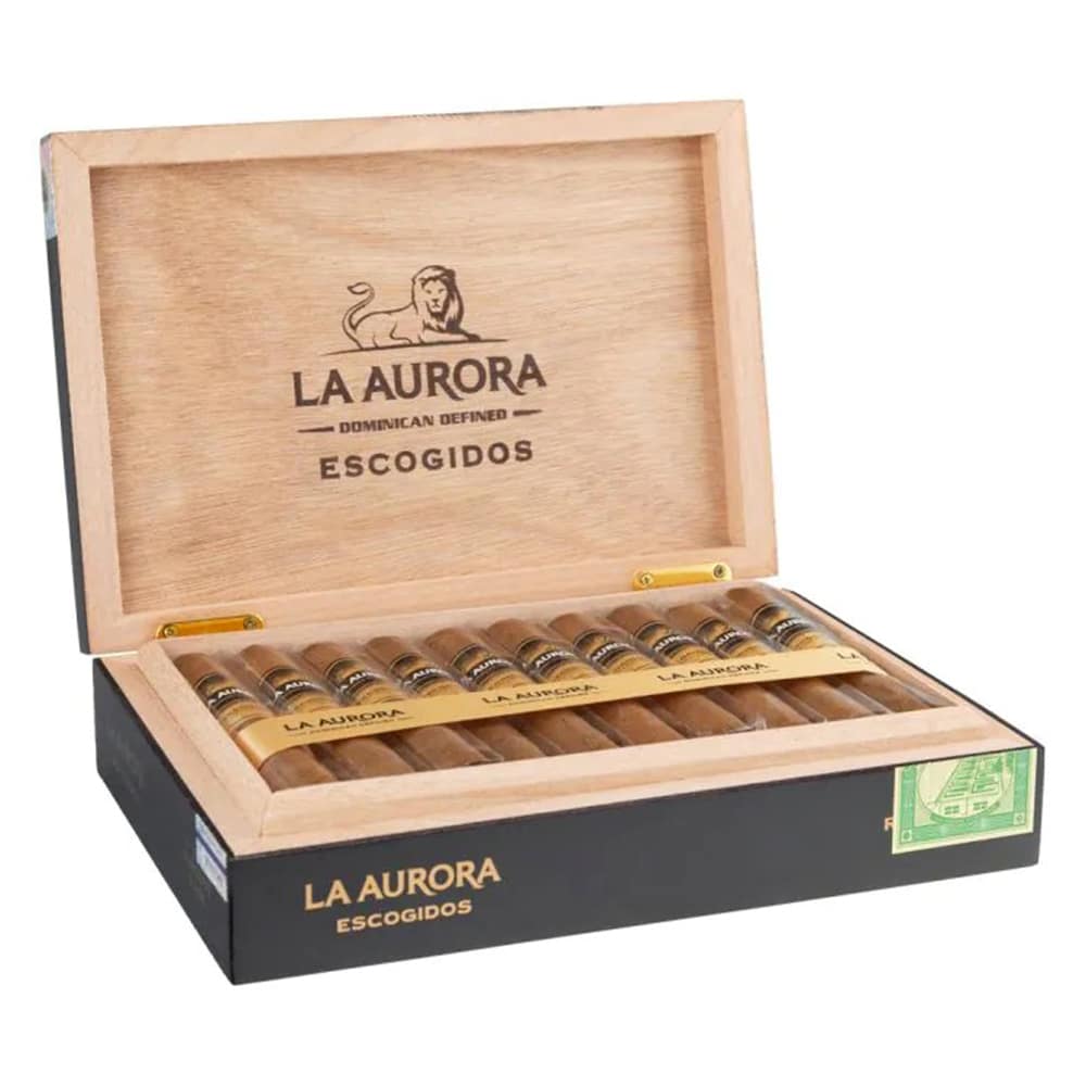 LA AURORA - Escogidos Robusto, πούρο ρομπούστο, σε μαύρο ανοιχτό ξύλινο κουτί