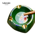 LUBINSKI - Κεραμικό Σταχτοδοχείο για 4 Πούρα (20030-GN), πράσινο, σχέδιο λιονταριού