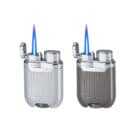 SILVER MATCH – Single Jet Αναπτήρας (40674376), ασημί και gunmetal χρώμα, αναμμένος
